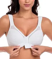 [Lemorosy] Minmizer Bra Without Underwire Front Closure Large Breasts Strong Hold Unpadded Back Support Non-Wired Classic Bra
