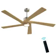 64" Ceiling Fan DC Motor 5 Solid Wood Blades with Remote & LED Light Tri-Color