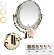 LED Makeup Mirror with Lights, Double Sided 1X/10X Magnifying Mirror, Hardwired Wall Mounted 360° Swivel Extendable Bathroom Vanity Mirror Zirconium Gold,10x