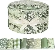 40 Pcs Sage Green Floral Cotton Jelly Fabric Strips Spring Sage Leaves Fabric Strips for Quilting Crafting Precut Patchwork for Gift Sewing DIY Crafts