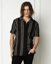 [Lucid] Lucid Men's Fortuna Short Sleeve Shirt in Black Size Medium M Black