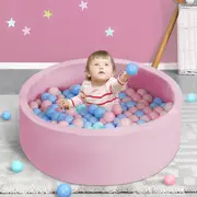 Bopeep Kids Ball Pit Play Tent with 200 Macaron Balls, Baby Foam Playpen Mat, Soft Toy Barrier Fence Pink