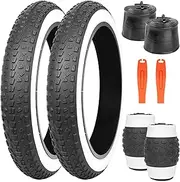 BALINGE 20/24/26x3.0 Electric Bike Tire Fat E-Bike Tires Heavy Duty High-Performance Wear-Resistant Mountain Snow Bicycle Tires/Tubes，Black/White Wall