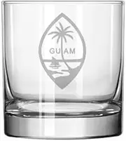 11 oz Rocks Whiskey Old Fashioned Glass Gift Guam Crest