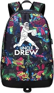 Basketball Player Star Irving Luminous Ball Storage Backpack Sports Equipment Depositary Multifunctional Student Bookbag for Men Women (Red Pattern 2)