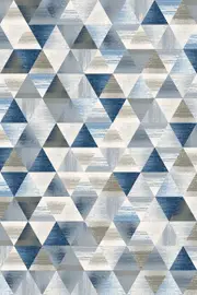 Venice Blue Geometric Modern Washable Rugs
