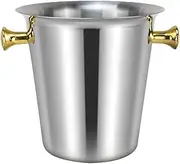Ice Bucket Luxury Stainless Steel Metal Ice Bucket with Golden Carry Handles, Wine Bucket Chiller, Beverage Tub for Parities, Picnics, Camping, Outdoor Bar Use Keeps Ice Cold & Dry (Size : Small)
