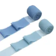 2 Rolls Chiffon Ribbon, 1.5 Inch x 5 Yard Silk Ribbon, Blue/Navy Blue