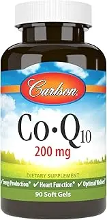 Carlson - Co-Q10, 200 mg, Energy Production, Heart Function & Optimal Wellness, 90 Soft gels