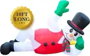 Holidayana 10 Foot Long Giant Inflatable Winter Holiday Snowman Yard Decoration