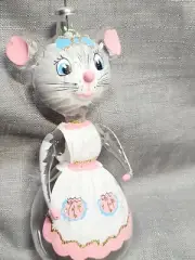 Vintage Neiman Marcus Mouse in Apron Blown Hand Painted Glass Christmas Ornament