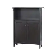 Tyann 3-Shelf Low Bookcase Display Storage Cabient W/ 2-Doors - Espresso