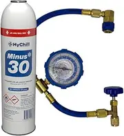 HyChill Minus 30 Low GWP Hydrocarbon Refrigerant 425g can with Valve and Hose Kit
