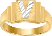 [JewelryWeb] 10k Two tone Gold Teen-Teen Letter Name Personalized Monogram Initial V Band Ring 6.3x2.50mm Wide Size 4-Band Style-Ring