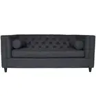 DUKE 2 SEATER SOFA / SETTEE / COUCH - BLACK LINEN FABRIC