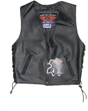 Kids Leather Motorcycle Vest Real Leather