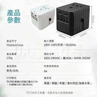 國際轉接頭 4USB+2Type-C 多功能插座 旅行轉換插頭 萬用插頭 萬用轉插頭 國際插頭 國際轉接頭 萬用插座