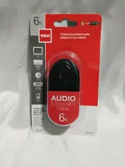 RCA AH208R Audio/3.5mm Mini MP3 Cable 6ft Black Cable audio to stereo