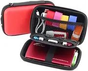 ETHZZLE Make up Organizer Bag Electronic Accessory Organizer Scissors Case Makeup Storage Bag Passport Holders Flash Drive Charger Organizer Bag Small Electronics Red USB Travel