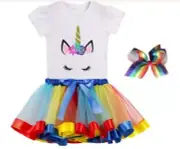 Premium Unicorn Dress Birthday Girls Costume – Bow, Tutu Skirt Dress, - Unicorn