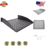 Pre-assembled Vented Server Cabinet Shelf for 19-Inch Racks - 55 lbs Max Weight