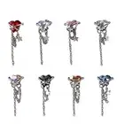 Silver Chain Nail Accessories Art Tassel Stunning Rhinestone Chains with Peach