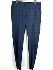 Hickey Freeman Blue Paid 100% Wool Suit Pants Flat Front Blue Size 33 Un Hemmed