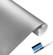 LZLRUN Car Matte Vinyl Wrap Adhesive Film Air Release Decal Sheet (Silver, 1ft x 5ft)