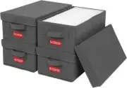 Premium DVD Storage Box - Stackable Case Holder Organizer, 4PACK, Grey