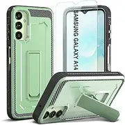 ORETECH for Samsung Galaxy A14 5G Case with [Tempered Glass Screen Protector] [Built-in Kickstand] [Heavy Duty Protection] Full Body Shockproof Anti-Silp Protective Cover for Samsung A14 Case - Green