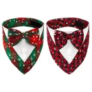 2 Pack Christmas Dog Tuxedo Bandana & Outfit - Red Plaid with Bow Tie for Sma...