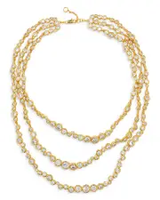 Alexis Bittar Asterales Cubic Zirconia All Around Layered Collar Necklace in 14K Gold Plated, 16-17
