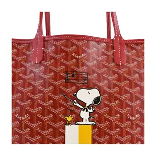 GOYARD SNOOPY防水帆布LOGO購物包-小/紅(白/黃)/平行輸入