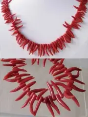 Rare Natural Coral 'Corno' Briolette Bead Strand 110514