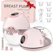 Hands Free Breast Pump Wearable with Voice Announcement, MY-381 - Strong Suction, Low Noise, Wearable Breastfeeding Pump with 4 Mode &12 Levels, 24mm - 17/19/21/Insert/Flange, 1 Pack