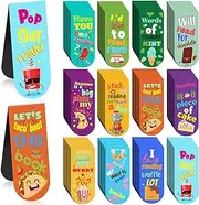 Eaasty 96 Pcs Scented Magnetic Bookmarks Bulk Scratch and Sniff Food Bookmarks for Kids Cute Book Page Markers with Sayings for Kids Students Teens Teachers, 12 Styles