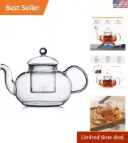 Handcrafted Borosilicate Glass Teapot - Eco-Friendly & Dishwasher Safe, 40.6oz