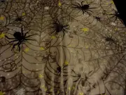 NEW Haunted HALLOWEEN vinyl TABLECLOTH 52" x 90"~SPIDERS~ WEBS Black GRAY FUN