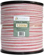 HortiKraft Electric Fence Wire 1.2km x 12mm Width Poly Tape for Solar Fencing Energizer Stainless Steel