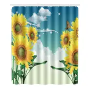 180x180cm Beautiful Print Shower Curtain Polyester Waterproof Bathroom Bath Curtain AccessorySunflower