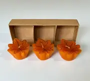 3 Maple Leaf Candles Leaves Fall Decor Orange Tea Lights Unscented 2 3/8"x2 1/8"