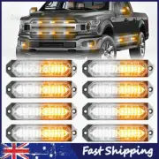 8X 12 LED White/Amber Car Emergency Beacon Warning Hazard Flashing Strobe Light