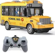 Qutumill 1/30 RC School Bus, 2.4G Remote Control School Car 4 Channel City Classic Bus Toy Electronic Vehicles Opening Door for Toddlers with Lights, Gifts for Kids Boys Girls Age 3 4 5 6 7 8