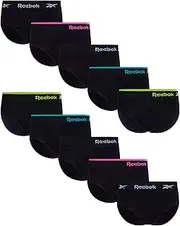 [Reebok] Women's Underwear - Seamless Hipster Briefs (10 Pack), Size Medium, All Black Contrast