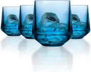 Unbreakable Stemless Wine Glasses (Set of 4) 12Oz Tritan Plastic Stemless Gla...