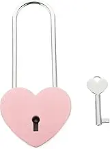 Baluue Love Lock Heart Padlock with Key, 10CM Diary Lock Pink Wishing Locker Lock, Valentine's Day Present Decor