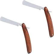 Healeved 2Pcs Vintage Razor with Handle Durable Beard Shaver for Men for Home Use Stylish Eyebrow Shaping Cutter Handmade Comfortable Grip