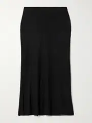 [KHAITE] KHAITE - Leema Ribbed-jersey Midi Skirt - Black - x small x small Black