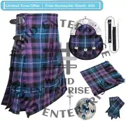 Scottish Handmade Pride of Scotland Tartan 8 Yard KILT - 6 PCS Kilt Deal for Men