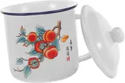Luxshiny Retro Enamel Cup with Lid Vintage Portable Drinking Mug for Coffee Tea for Outdoor Activities Office Use Durable Easy to Clean Enamel Material